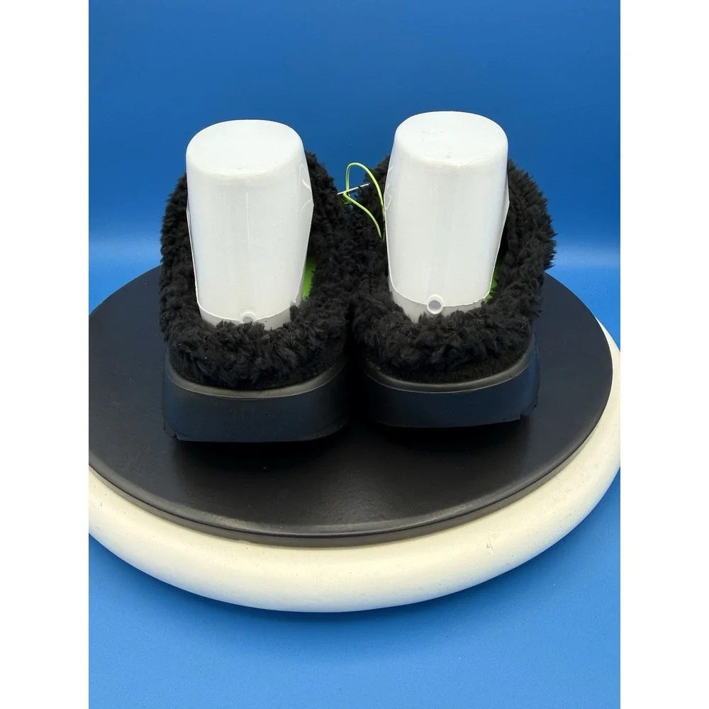 Oofos Oocoozie Mule Mens Size 8 Black Sherpa Comfort Recovery Slip‎ On Shoes